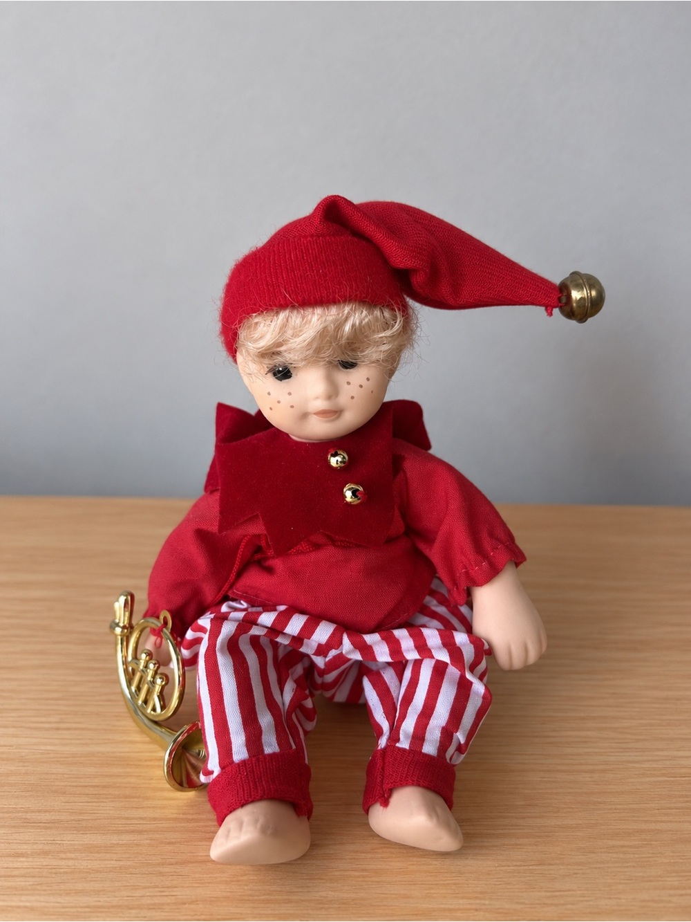 Christmas Boy Striped Red And White With Trumpet